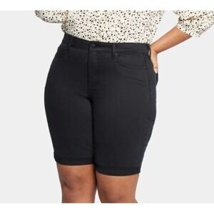 NYDJ Black Briella‎ 11" Cuffed Bermuda Denim Shorts 16W Plus Size